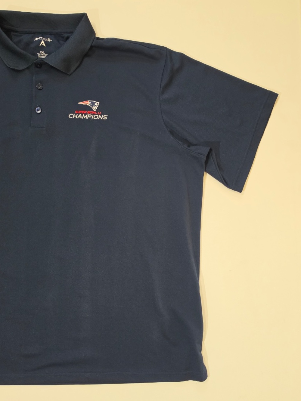 Antigua Polo Shirt Mens 2XL Blue New England Patriots Super Bowl LI Champions - Picture 7 of 7